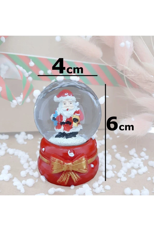 Noel Baba Cam Küre Masaüstü Aydınlatma Dekoratif Yılbaşı Doğum Günü Özel Tasarım 6cm x 4cm No:9 - 2