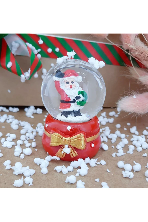 Noel Baba Cam Küre Masaüstü Aydınlatma Dekoratif Yılbaşı Doğum Günü Özel Tasarım 6cm x 4cm No:8