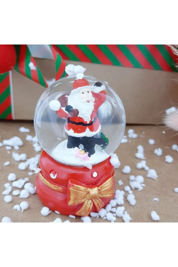 Noel Baba Cam Küre Masaüstü Aydınlatma Dekoratif Yılbaşı Doğum Günü Özel Tasarım 6cm x 4cm No:2 ürün görseli