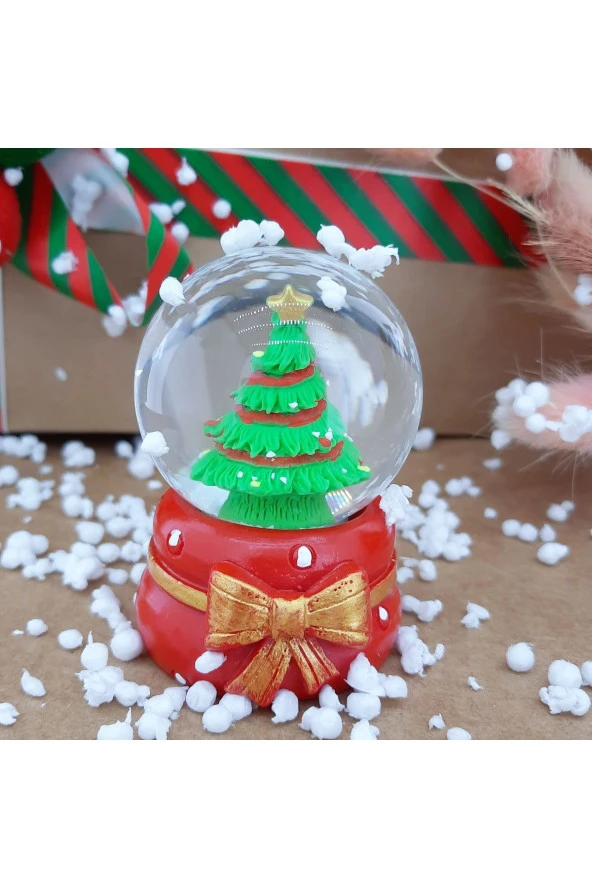 Noel Baba ve Noel Ağacı 3'lü Set Cam Küre Işıklı Dekoratif Yılbaşı Özel Tasarım 6cm x 4cm No:6 - 2