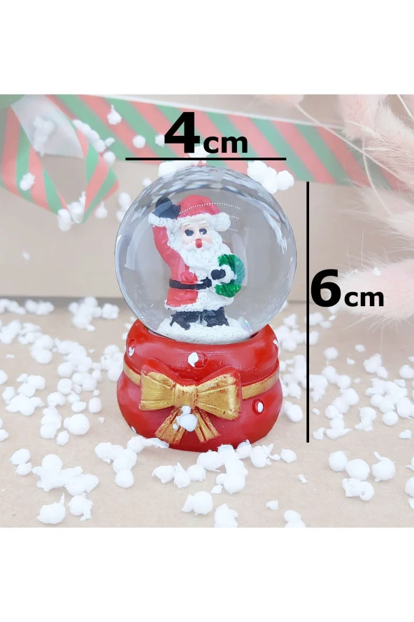 Noel Baba Cam Küre Masaüstü Aydınlatma Dekoratif Yılbaşı Doğum Günü Özel Tasarım 6cm x 4cm No:8 - 3