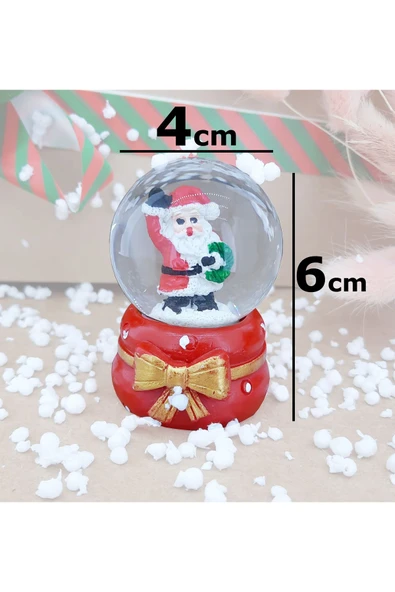 Noel Baba ve Noel Ağacı 3'lü Set Cam Küre Işıklı Dekoratif Yılbaşı Özel Tasarım 6cm x 4cm No:6 - 5