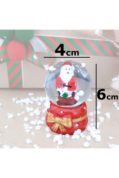 Noel Baba Cam Küre Masaüstü Aydınlatma Dekoratif Yılbaşı Doğum Günü Özel Tasarım 6cm x 4cm No:1 - 5