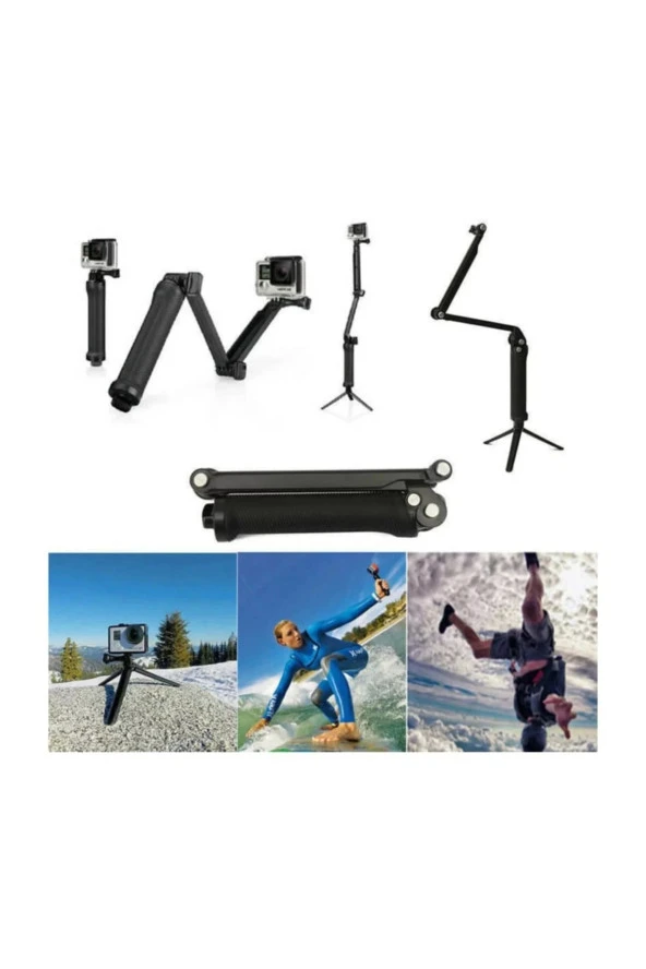 Aksiyon Kamera Monopod Çubuğu Stand Mini Tripod 3in1 3 Farklı Kullanım - 3