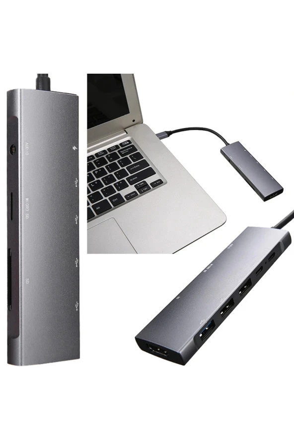 9 In 1 USB 3.1 to Type-C macbook ve PC Bilgisayar USB-C Type-C Girişli Cihazlara Usb Çoklayıcı ZR39