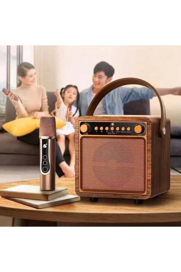 Karaoke Kablosuz Mikrofon Açık Rgb Bluetooth Hoparlör 3 Farklı Ses Tonu Alkış Ve Efekt Midi Boy