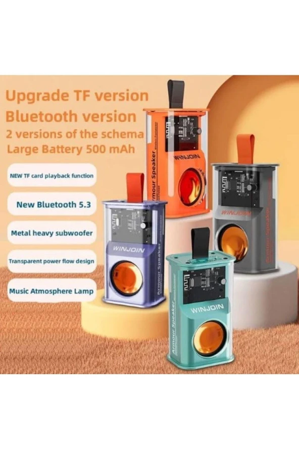 Mini Bluetooth Speaker Hoparlör Transparan Stereo Surround Kablosuz 5W Hoparlör İpli 500mAh Pil F36 - 5