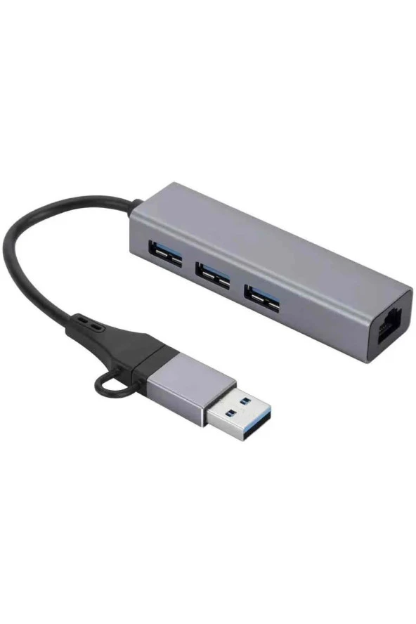 USB 3.0 to Ethernet RJ45 Lan Hub 1000Mbps 3 Adet USB 3.0 Çıkışlı Ethernet Adaptör PC Macbook Samsung - 2