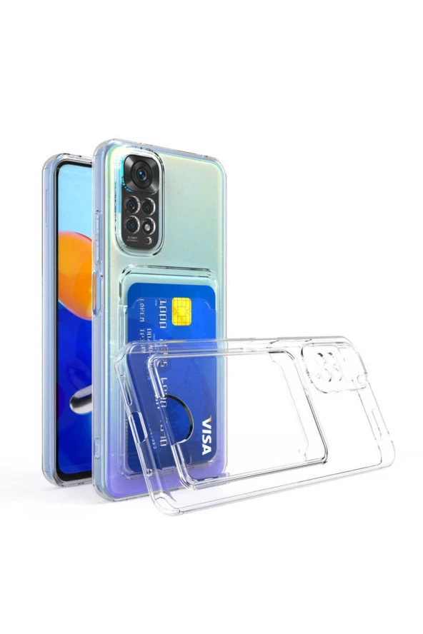 Xiaomi Redmi Note 11 Pro 5G ile uyumlu Kılıf Şeffaf ve Pürüzsüz Kartlıklı Şeffaf Z-Setra Clear - Resim 4