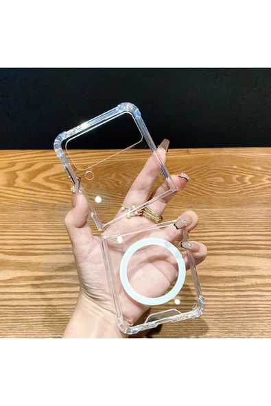 Galaxy Z Flip 4 ile uyumlu Kılıf Magsafe ile uyumlu Nitro AntiShock Transparan Köşeler Airbag Koruma - Resim 6