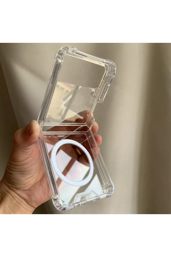 Galaxy Z Fold 4 ile uyumlu Kılıf Magsafe ile uyumlu Nitro AntiShock Transparan Köşeler Airbag Koruma - Resim 4