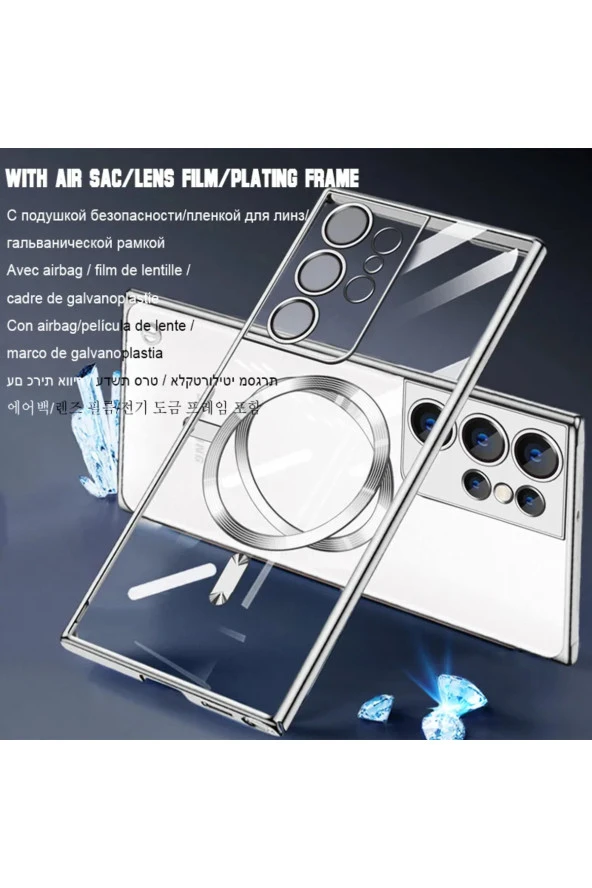 Samsung Galaxy S23 Plus ile Uyumlu Kamera Korumalı Kılıf Kablosuz Şarj Uyumlu Wireless Şarj Özellik - Resim 4