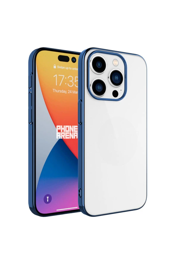 iPhone 15 Pro Max ile uyumlu Kılıf Şeffaf arka yüzey Sert PC Renkli Çerçeveli Z-Riksos Kapak ürün görseli