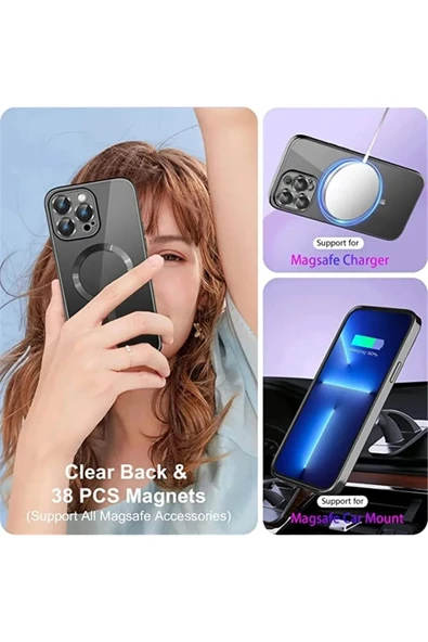 iPhone 14 Pro ile uyumlu Kamera Korumalı Kılıf Magsafe ile uyumlu Wireless Power-Magnet Kılıf - Resim 5