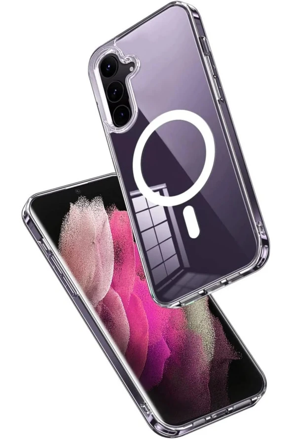 Galaxy S23 Fe ile uyumlu Kılıf Z-Tacsafe Wireless Halka Şeklindeki Dizayn Attractive Kapak Şeffaf ürün görseli