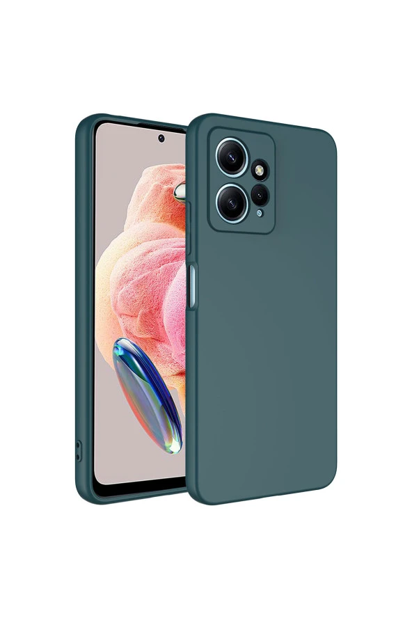 Xiaomi Redmi Note 12 4G ile Uyumlu Kılıf Kadife Iç Yüzey Silikon Lansman Vieri Kılıf K.Yeşil