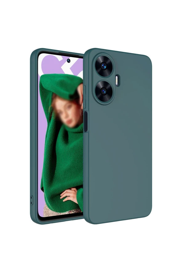 Realme C55 ile Uyumlu Kılıf Kadife Iç Yüzey Silikon Z-Mara Lansman Vieri Kılıf Koyu Yeşil ürün görseli 1