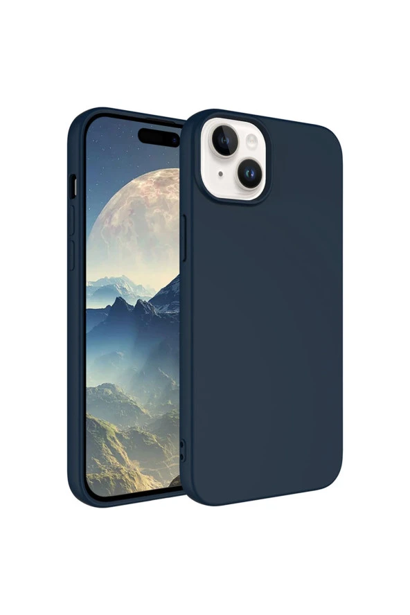 iPhone 15 ile Uyumlu Kılıf Kadife Iç Yüzey Silikon Z-Mara Lansman Vieri Kılıf Lacivert ürün görseli