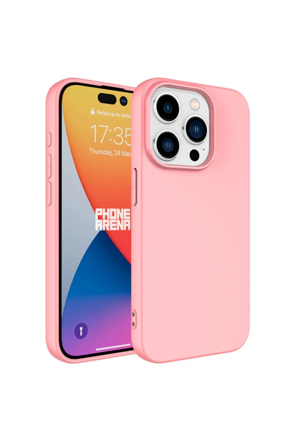 iPhone 15 Pro Max ile Uyumlu Kılıf Kadife Iç Yüzey Silikon Z-Mara Lansman Vieri Kılıf Pembe Açık ürün görseli