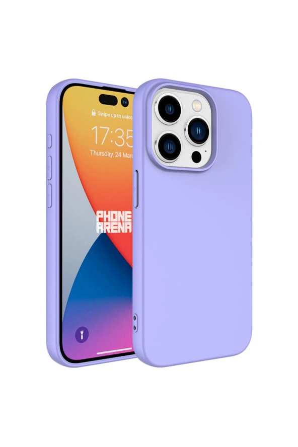 iPhone 15 Pro Max ile Uyumlu Kılıf Kadife Iç Yüzey Silikon Z-Mara Lansman Vieri Kılıf Lila ürün görseli