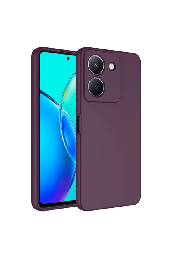 Vivo Y36 4G ile Uyumlu Kılıf Kadife Iç Yüzey Silikon Z-Mara Lansman Vieri Kılıf Koyu Mor ürün görseli 1