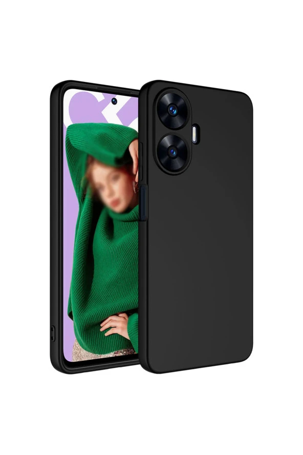 Realme C55 ile Uyumlu Kılıf Kadife Iç Yüzey Silikon Z-Mara Lansman Vieri Kılıf Siyah ürün görseli
