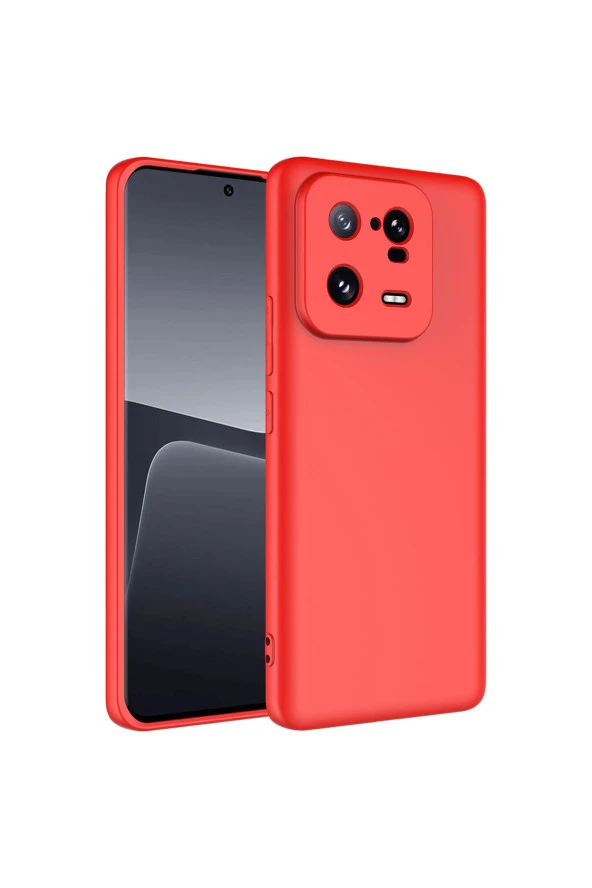 Xiaomi Mi 13 Pro ile Uyumlu Kılıf Kadife Iç Yüzey Silikon Z-Mara Lansman Vieri Kılıf Kırmızı ürün görseli