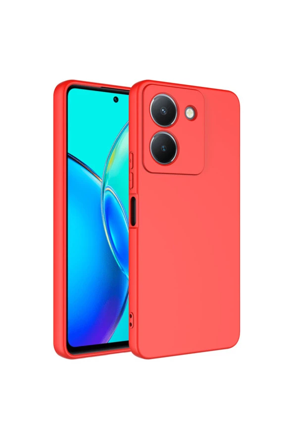 Vivo Y36 4G ile Uyumlu Kılıf Kadife Iç Yüzey Silikon Z-Mara Lansman Vieri Kılıf Kırmızı ürün görseli