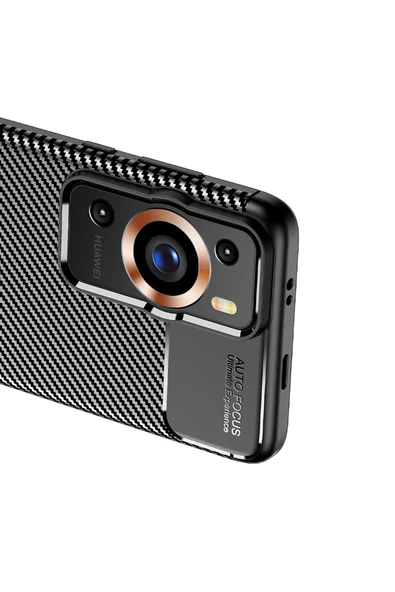 Huawei P60 Pro ile Uyumlu Kılıf Karbon Delüx Parmak Izi Yapmayan Ultra Slim Tpu Silikon Siyah - Resim 7