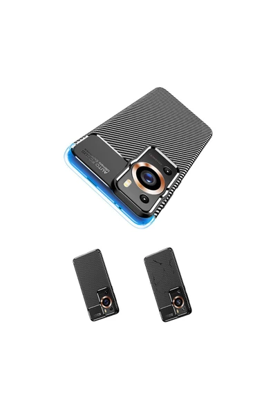 Huawei P60 Pro ile Uyumlu Kılıf Karbon Delüx Parmak Izi Yapmayan Ultra Slim Tpu Silikon Siyah - Resim 6