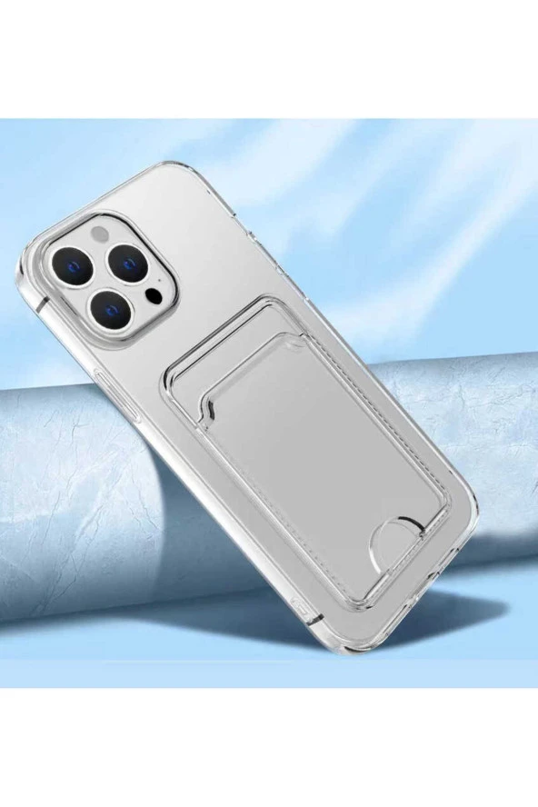 iPhone 14 Pro ile uyumlu Kılıf Şeffaf ve Pürüzsüz Kartlıklı Şeffaf Z-Setra Clear Silikon Kapak - Resim 2