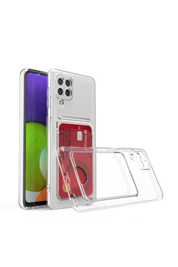 Galaxy A22 4G ile uyumlu Kılıf Şeffaf ve Pürüzsüz Kartlıklı Şeffaf Z-Setra Clear Silikon Kapak ürün görseli