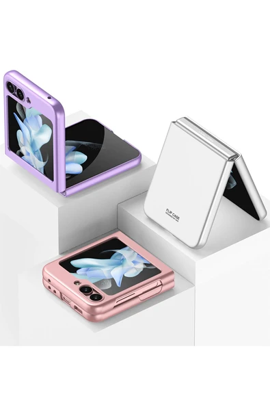 Galaxy Z Flip 5 Ile Uyumlu Kılıf Mat Görünümlü 180° Açılıp Kapanabilir Z-kıpta - Resim 6