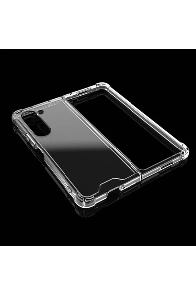 Galaxy Z Fold 5 ile Uyumlu Kılıf Yapılı Kamera Korumalı Toz ve Kirden Koruyan Silikon Şeffaf Kapak - Resim 5