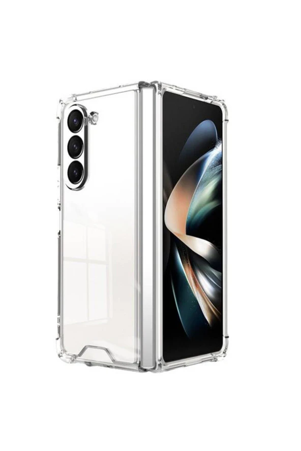 Galaxy Z Fold 5 ile Uyumlu Kılıf Yapılı Kamera Korumalı Toz ve Kirden Koruyan Silikon Şeffaf Kapak ürün görseli