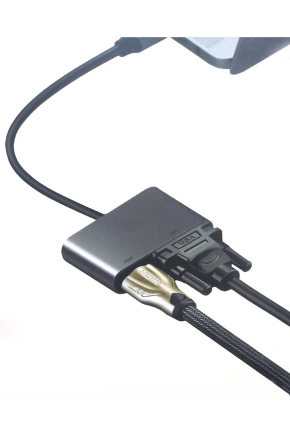 Usb-c 3.1t To Hdmı + Vga Adaptör Dönüştürücü