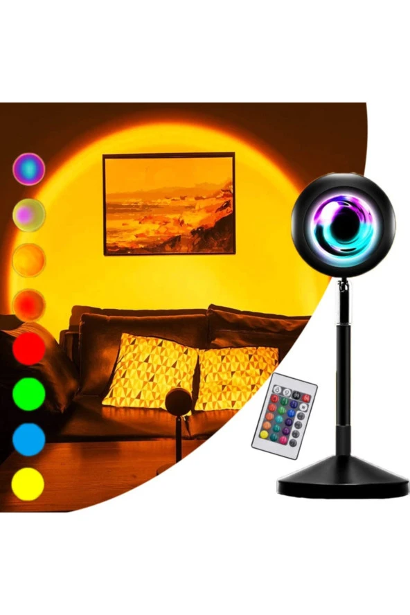 Kumandalı Gün Batımı Projektörü Rgb 16 Renk Ufo Projeksiyon Usb Masa Lambası