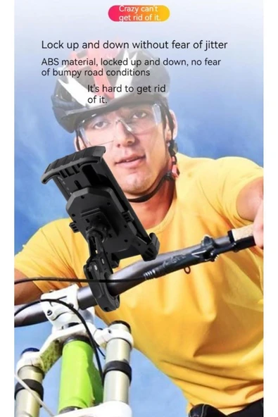 Bisiklet Motosiklet ve Scooter için Gidon Uyumlu Telefon Tutucu 4.5-7.2 İnch Kolay Kurulum B-551-BY - Resim 6