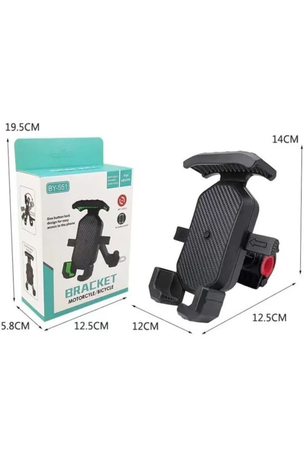 Bisiklet Motosiklet ve Scooter için Gidon Uyumlu Telefon Tutucu 4.5-7.2 İnch Kolay Kurulum B-551-BY - Resim 7