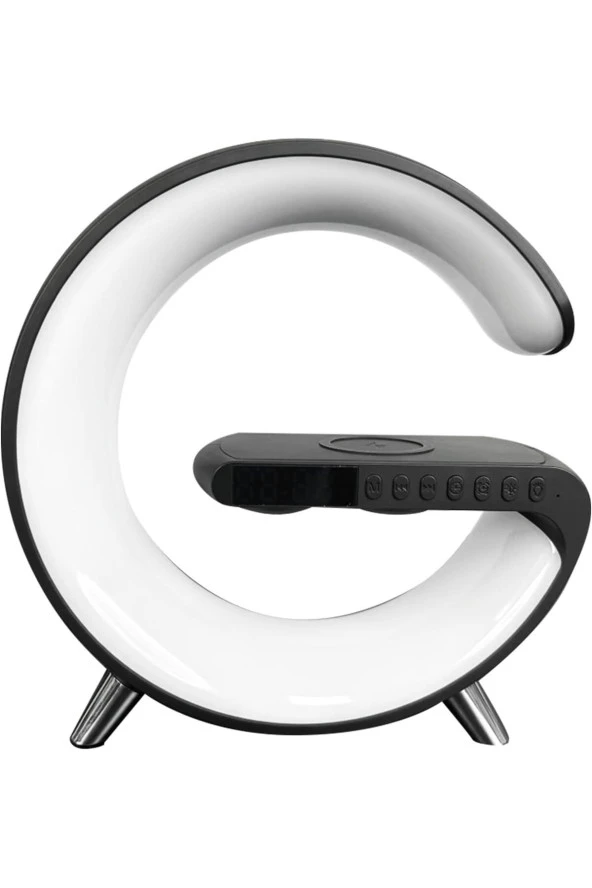 G Akıllı Işık Bluetooth Hoparlör Gökkuşağı 5W Hızlı Kablosuz Şarj Cihazı RGB Işıklı N69 Siyah Renk - 4