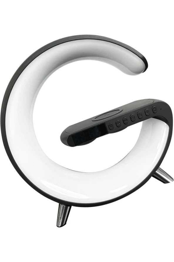 G Akıllı Işık Bluetooth Hoparlör Gökkuşağı 5W Hızlı Kablosuz Şarj Cihazı RGB Işıklı N69 Siyah Renk - 2