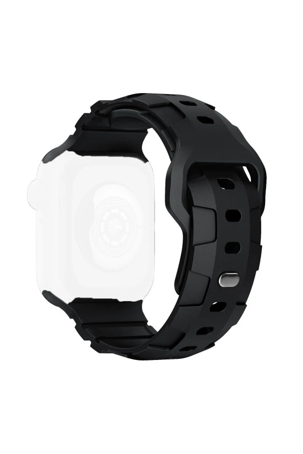 Apple Watch ile uyumlu Kayış 42/44/45/49mm Kauçuk Spor Esnek Düğmeli Toka Ripple Silikon Kordon