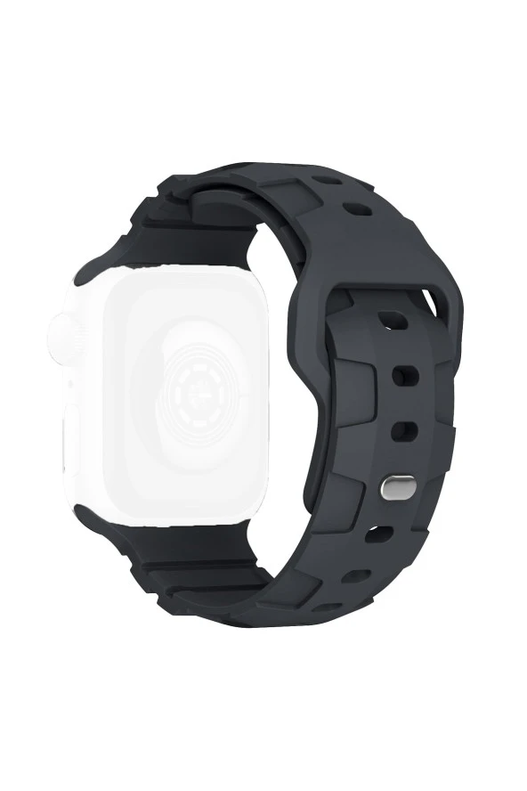 Apple Watch ile uyumlu Kayış 42/44/45/49mm Kauçuk Spor Esnek Düğmeli Toka Ripple Silikon Kordon