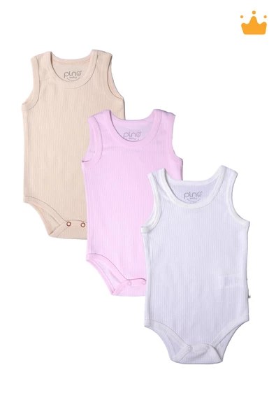 Babyhola %100 Pamuk 3'lü İnterlok Badi Zıbın Set 3727 - 9