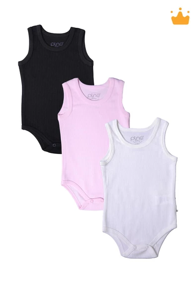 Babyhola %100 Pamuk 3'lü İnterlok Badi Zıbın Set 3727 - 12