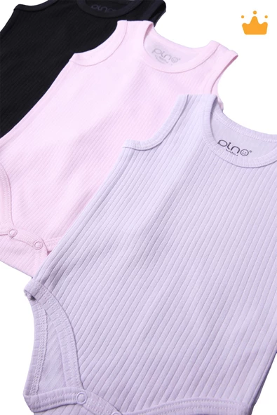 Babyhola %100 Pamuk 3'lü İnterlok Badi Zıbın Set 3727 - 2