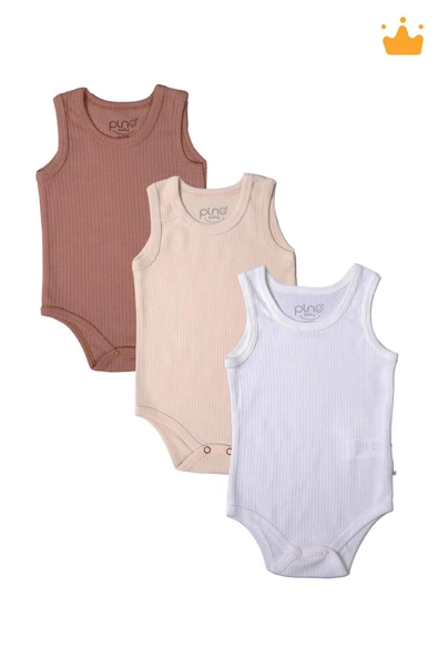 Babyhola %100 Pamuk 3'lü İnterlok Badi Zıbın Set 3727 - 4