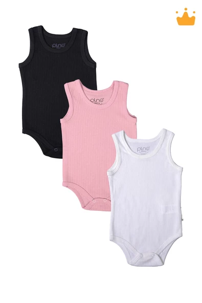 Babyhola %100 Pamuk 3'lü İnterlok Badi Zıbın Set 3727 - 6