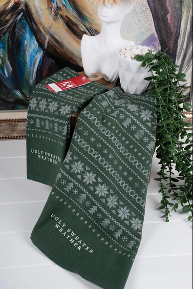 %100 Pamuk İkili 40x66 Cm Nakışlı Desenli Yılbaşı Havlu/Havlu Seti - 5