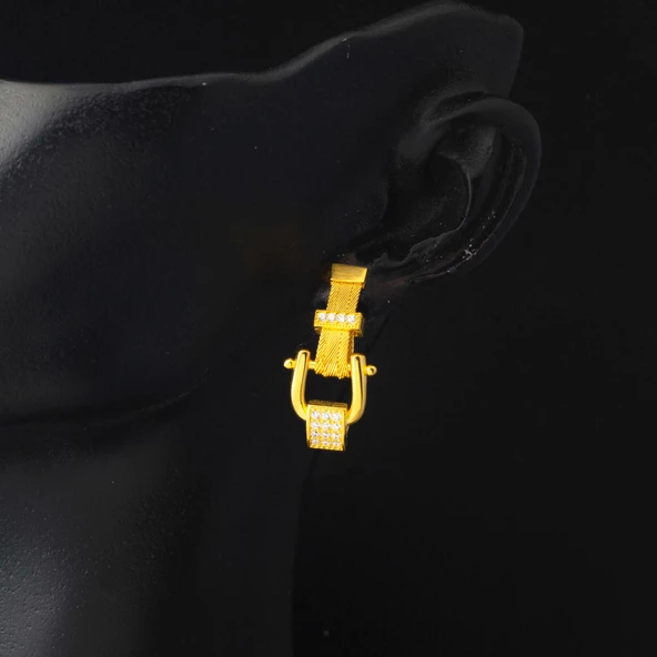 Sallantılı 14 Ayar Trabzon Hasır Altın Küpe - 2